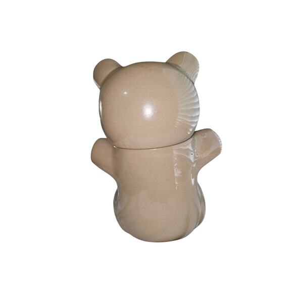 Vintage Ceramic Bear Cookie Jar – Brown Glazed Pottery – Retro Kitchen Decor - Picture 4 of 9